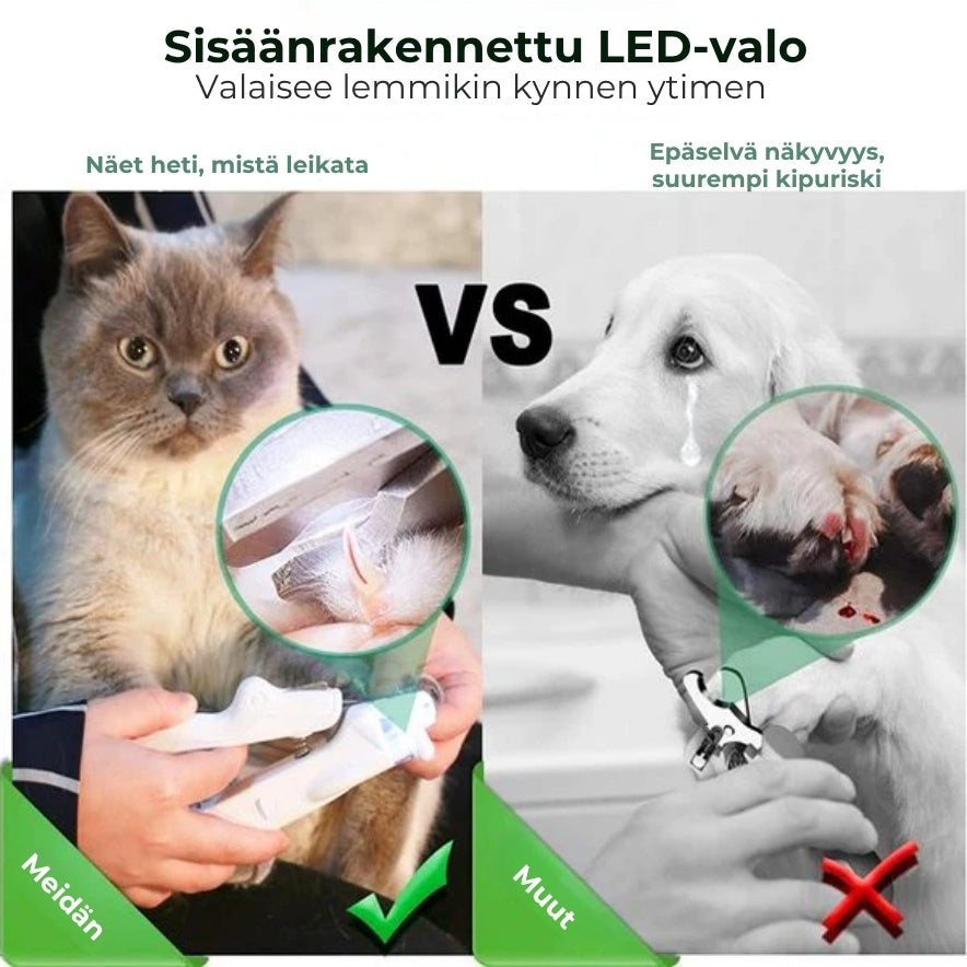 Ammattimainen LED-kynsisakset lemmikeille