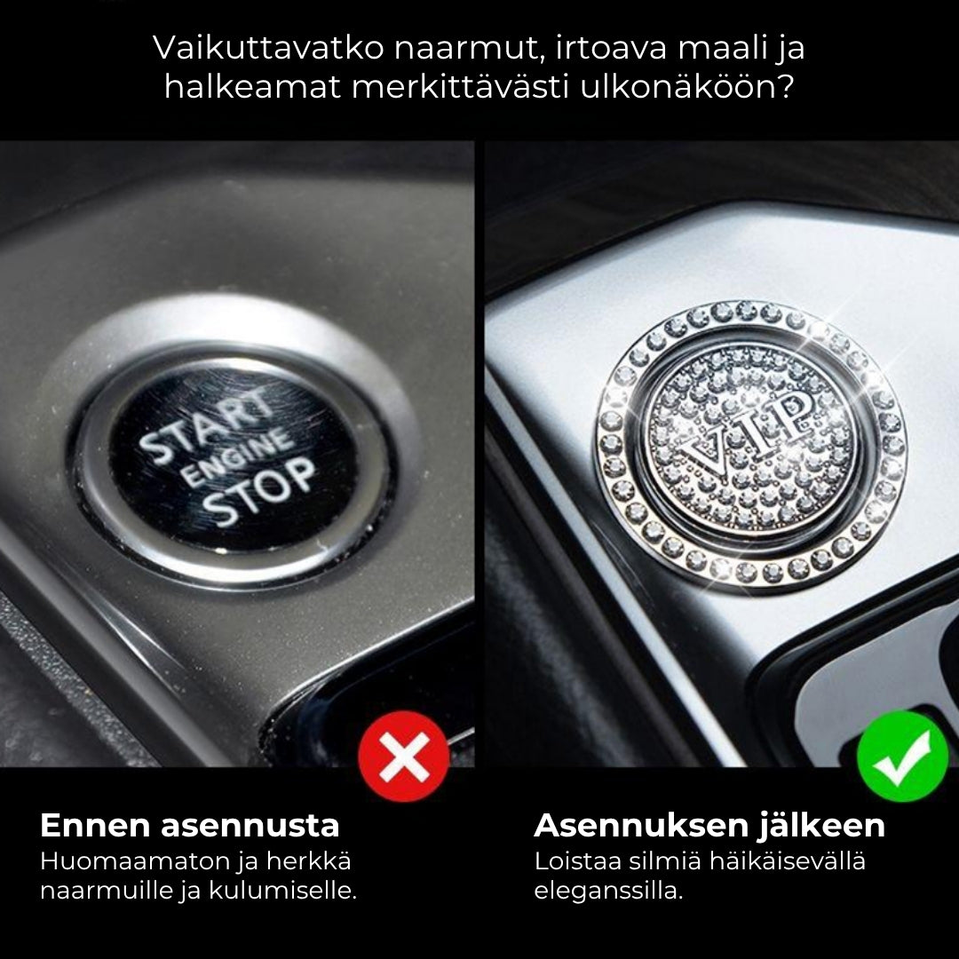 Kristallirengas auton käynnistyspainikkeeseen