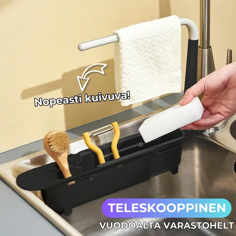 Teleskooppinen säilytysteline pesualtaan alle