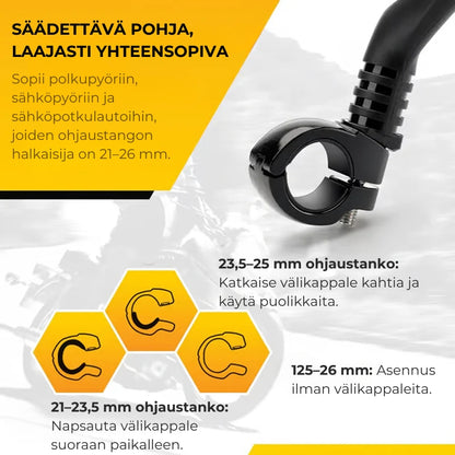 360° kääntyvä ja säädettävä pyörän taustapeili