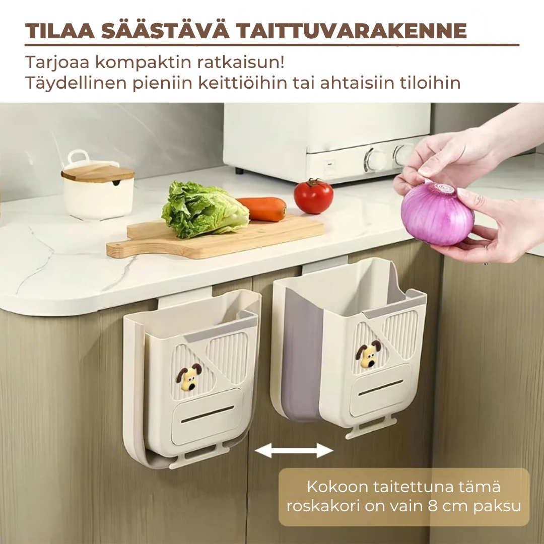 Tilaa säästävä kokoontaitettava biojäteastia