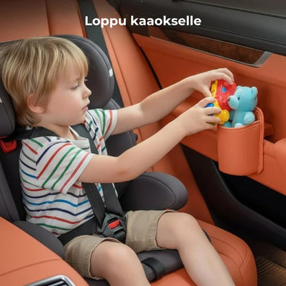 2-in-1 nahkainen auton mukiteline ja järjestelijä