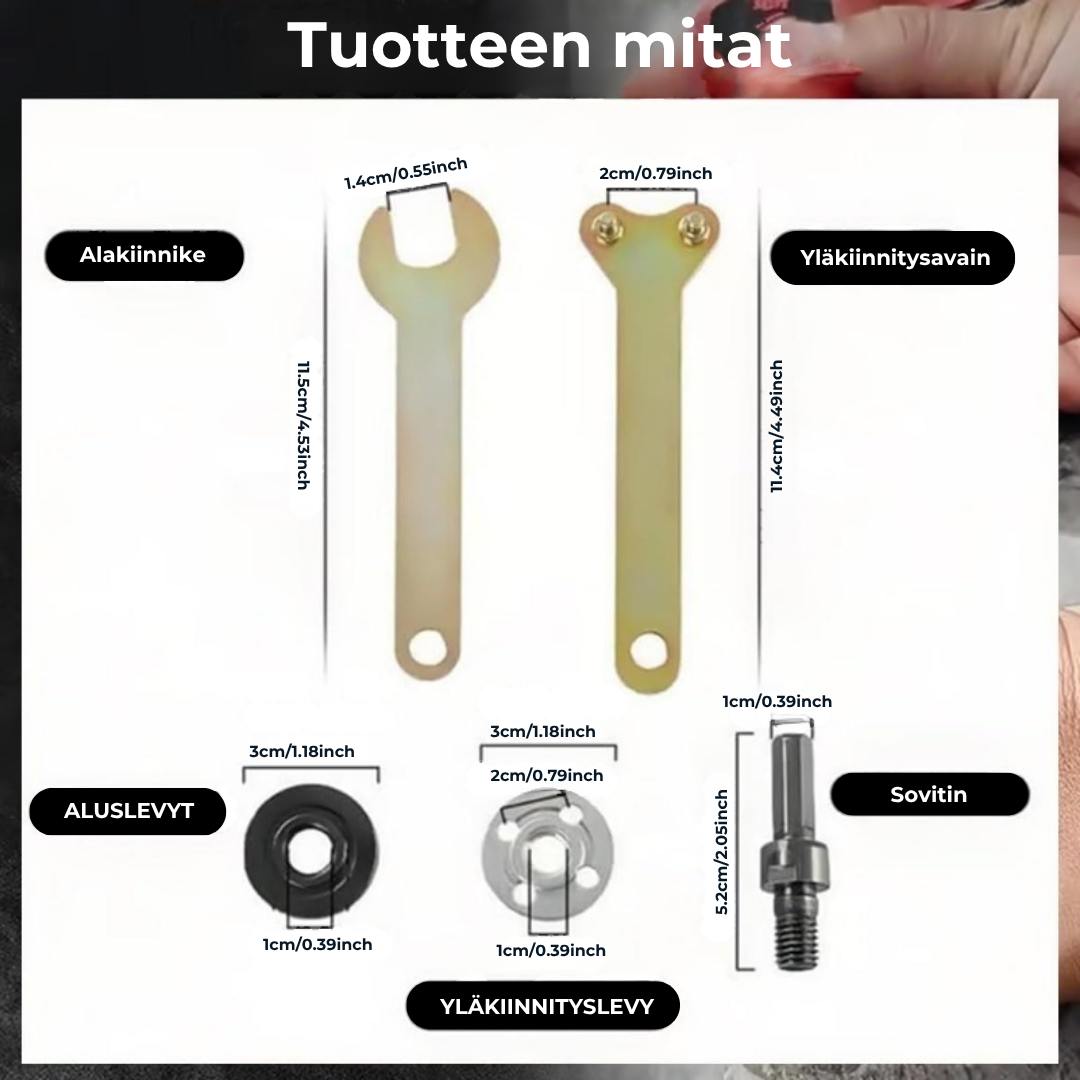Sovitinsarja – muuta porakone hiomakoneeksi