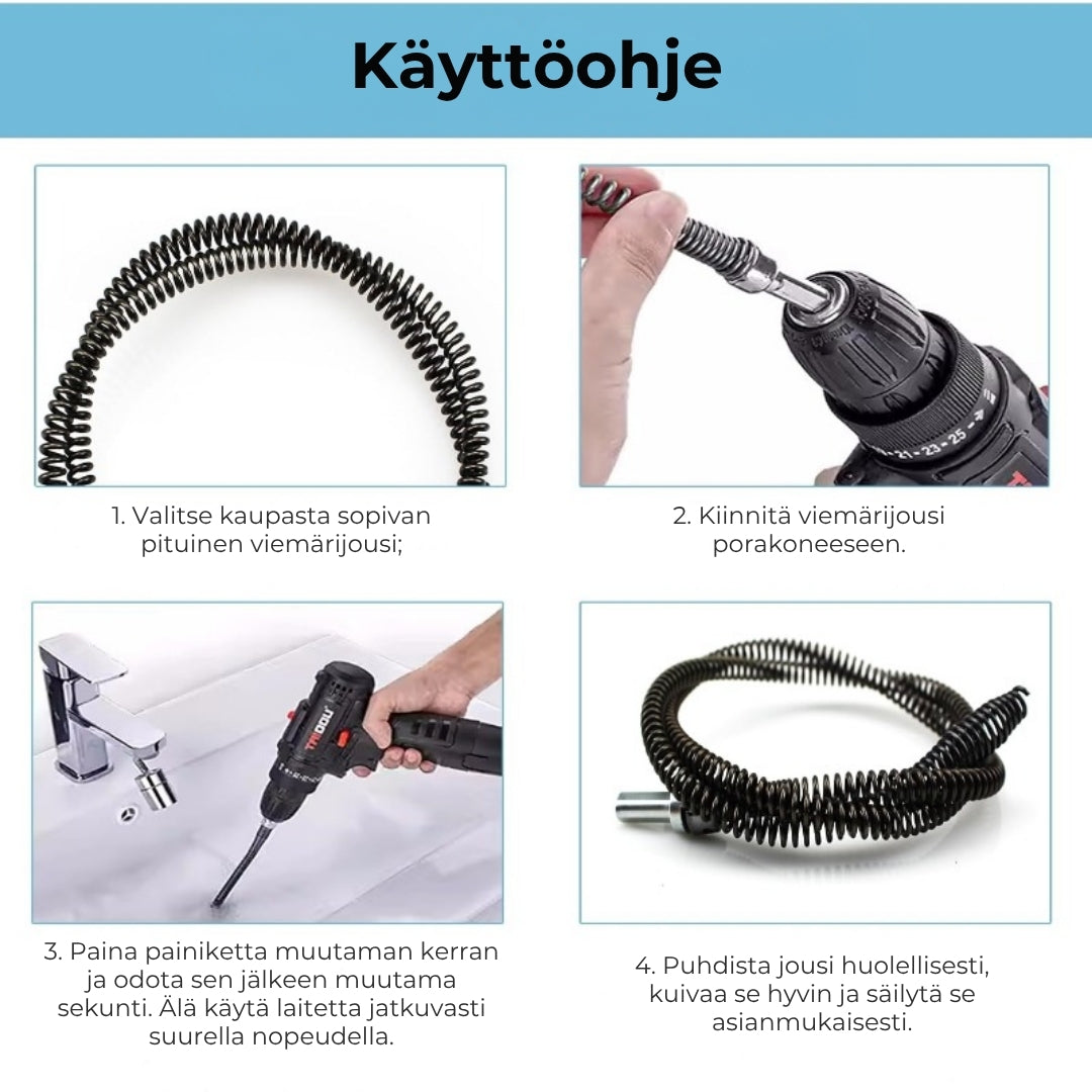 Viemärinavauskaapeli porakoneeseen