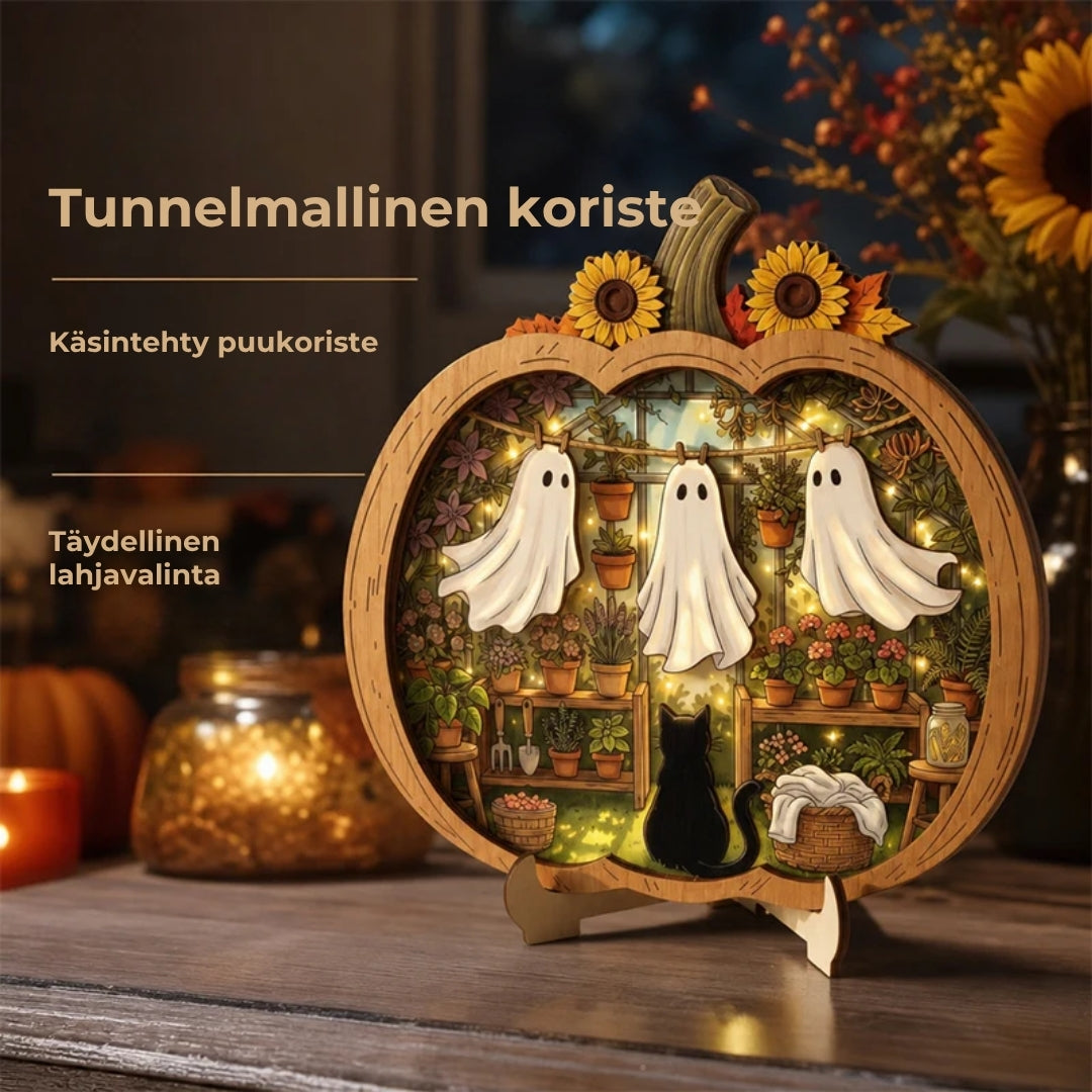 Puiset LED-kurpitsakoristeet Halloweeniin