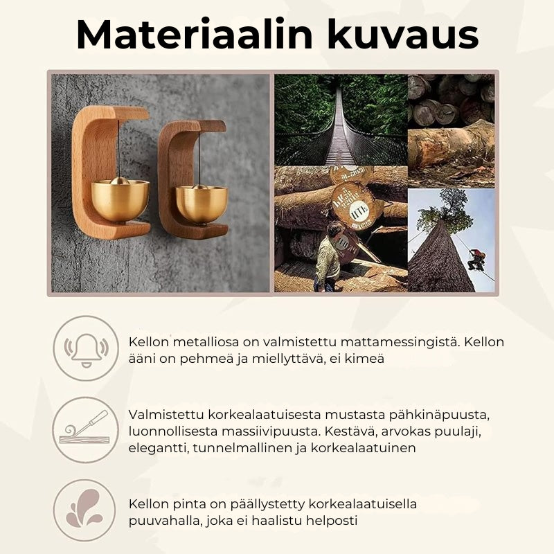 Magneettinen puinen tuuli- ja ovikello