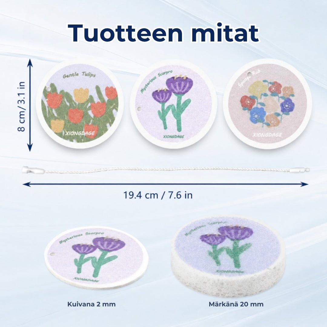 Kukkakuvioinen selluloosasieni – 5 kpl