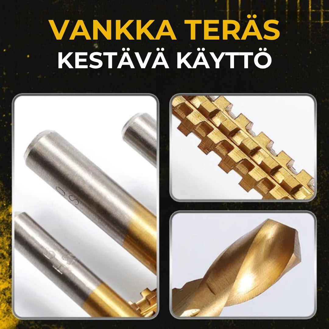⚙️ Kierukkaporanteräsarja – HSS, titaanipinnoitettu, sopii moniin materiaaleihin