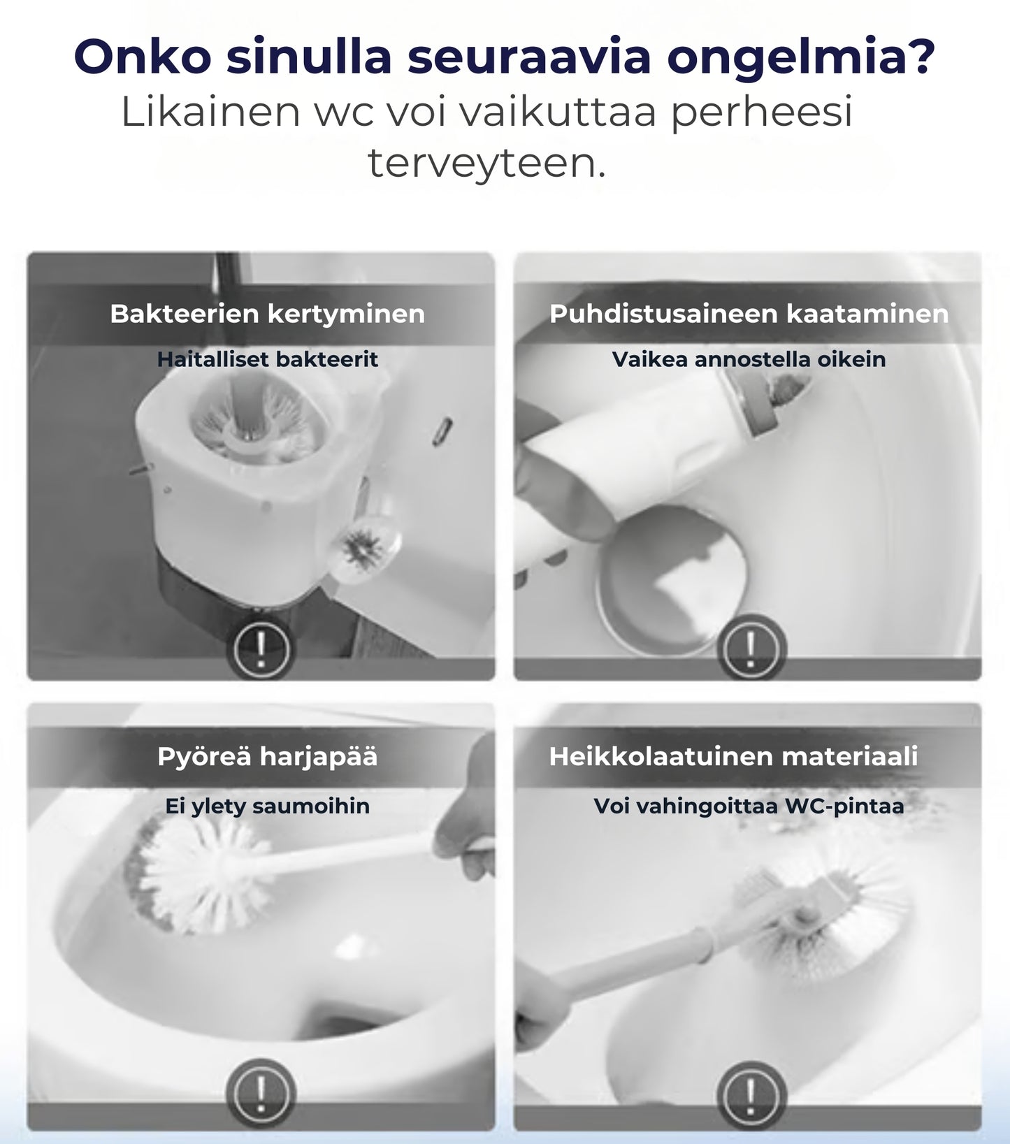 Hygieeninen WC-harja kertakäyttöisillä puhdistuspäillä (sisältää 6–36 tuoksutyynyä)