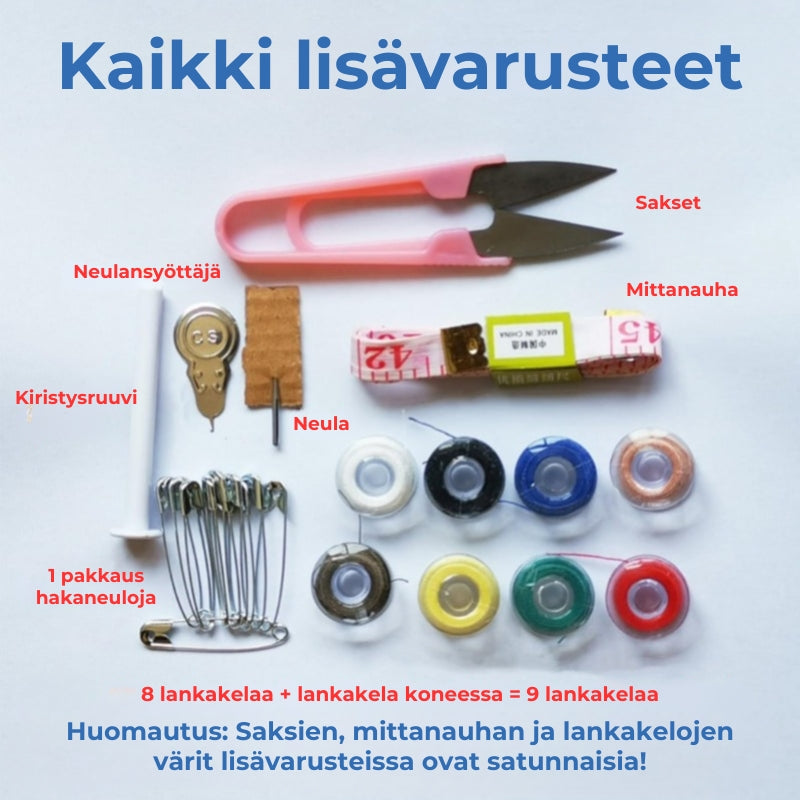 Mini-käsikäyttöinen ompelukonesetti – langaton, kannettava ja valmis ompeluun