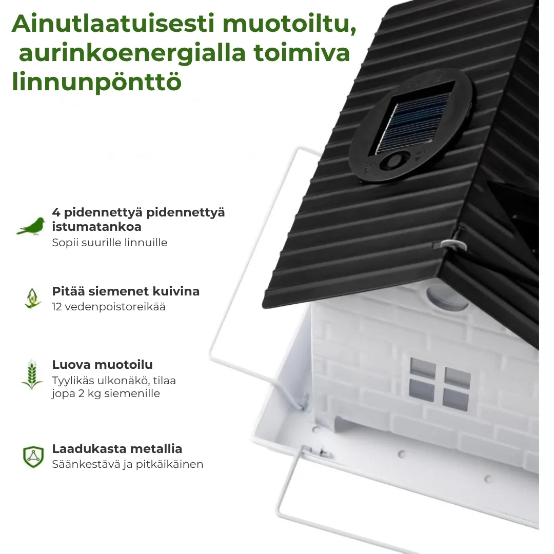 🕊️ Aurinkokäyttöinen linnunpönttö – automaattinen valaistus