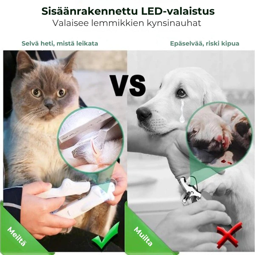 Ammattimainen LED-kynsisakset lemmikeille