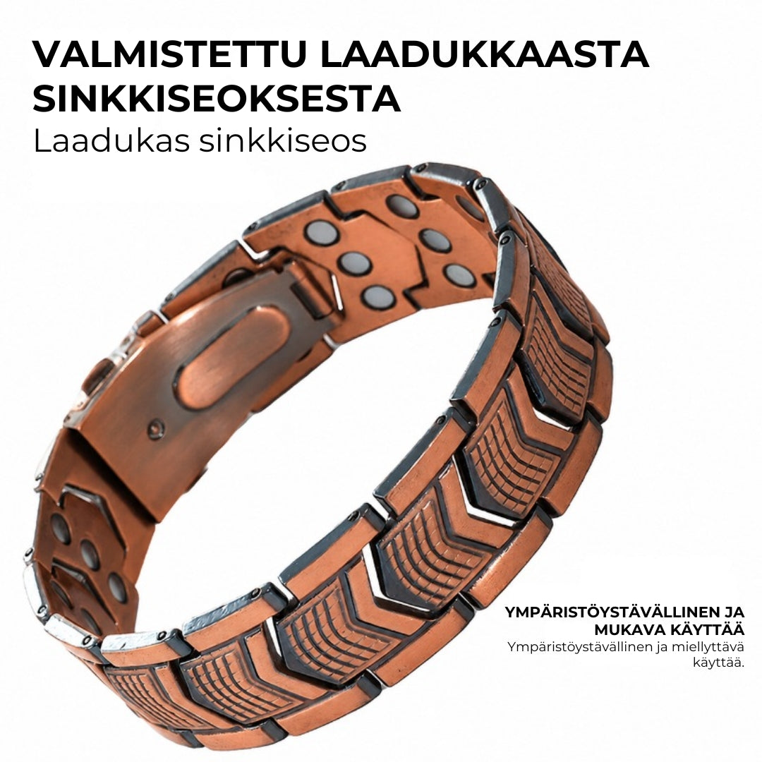 Metallinen magneettiterapiarannekoru miehille