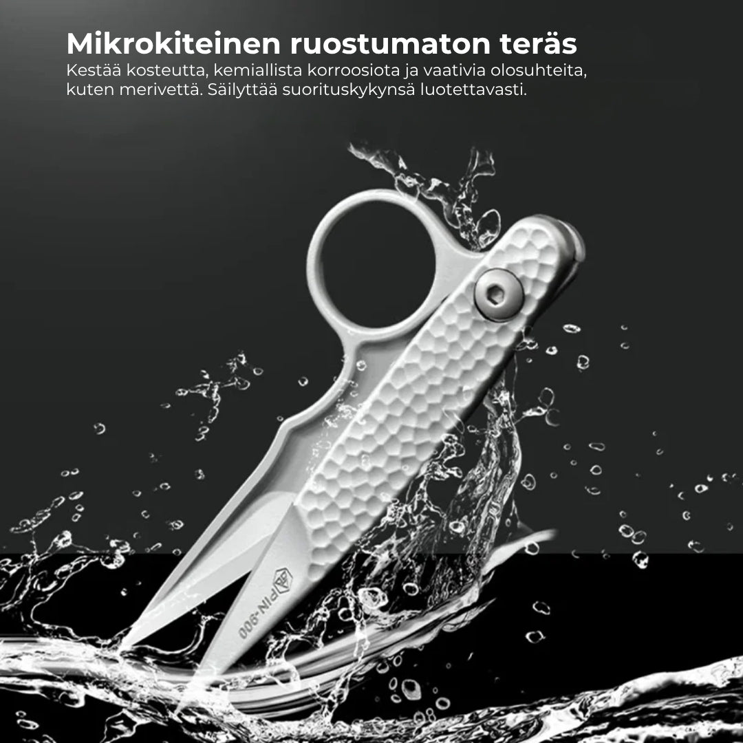 Ruostumattomasta mikrokiteisestä teräksestä valmistetut sakset