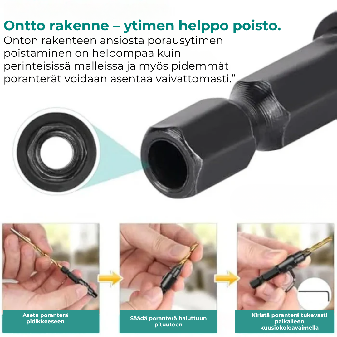 5-osainen titaanipinnoitettu HSS-puuporanteräsarja