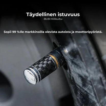 Hiilikuituiset venttiilikorkit renkaisiin