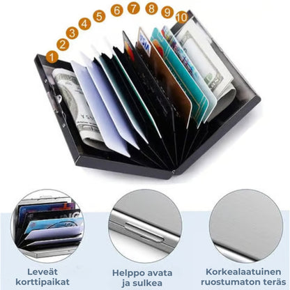 RFID-suojattu korttikotelo