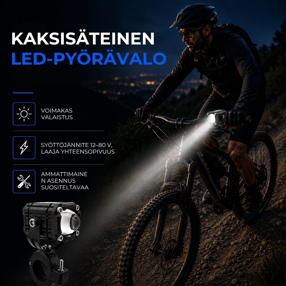 Kaksoivalokeilallinen LED-pyörävalo