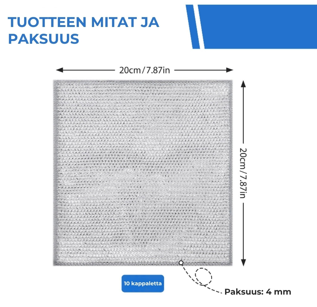 Uudelleenkäytettävät SilverMesh-hankausliinat (10 kpl)