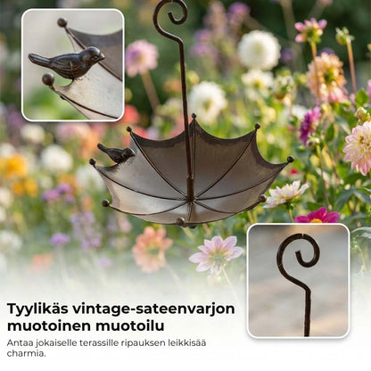 Ripustettava sateenvarjon muotoinen lintujen ruokinta-astia
