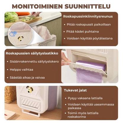 Tilaa säästävä kokoontaitettava biojäteastia