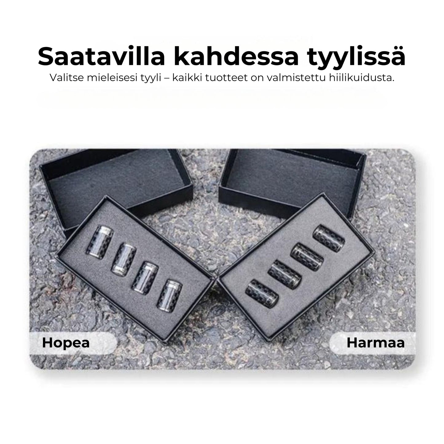 Hiilikuituiset venttiilikorkit renkaisiin