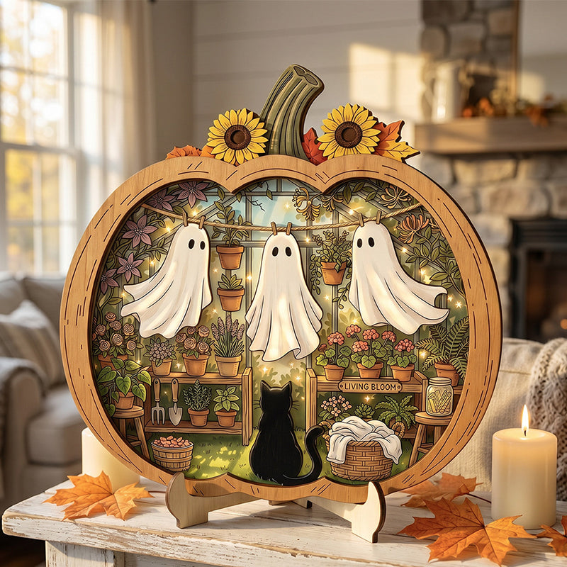 Puiset LED-kurpitsakoristeet Halloweeniin