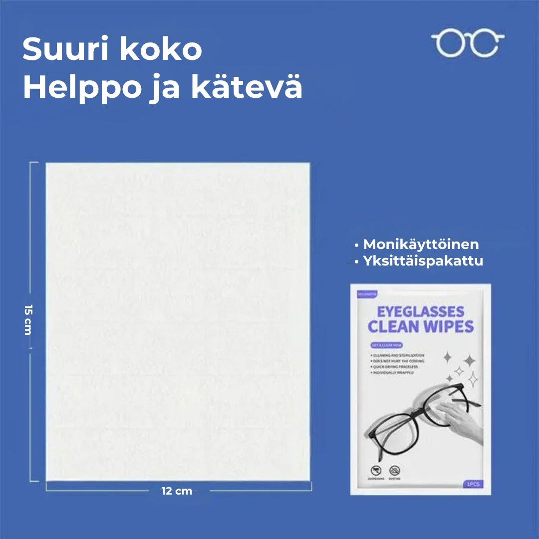 Silmälasien puhdistusliinat huurtumisen estoon (100 kpl)