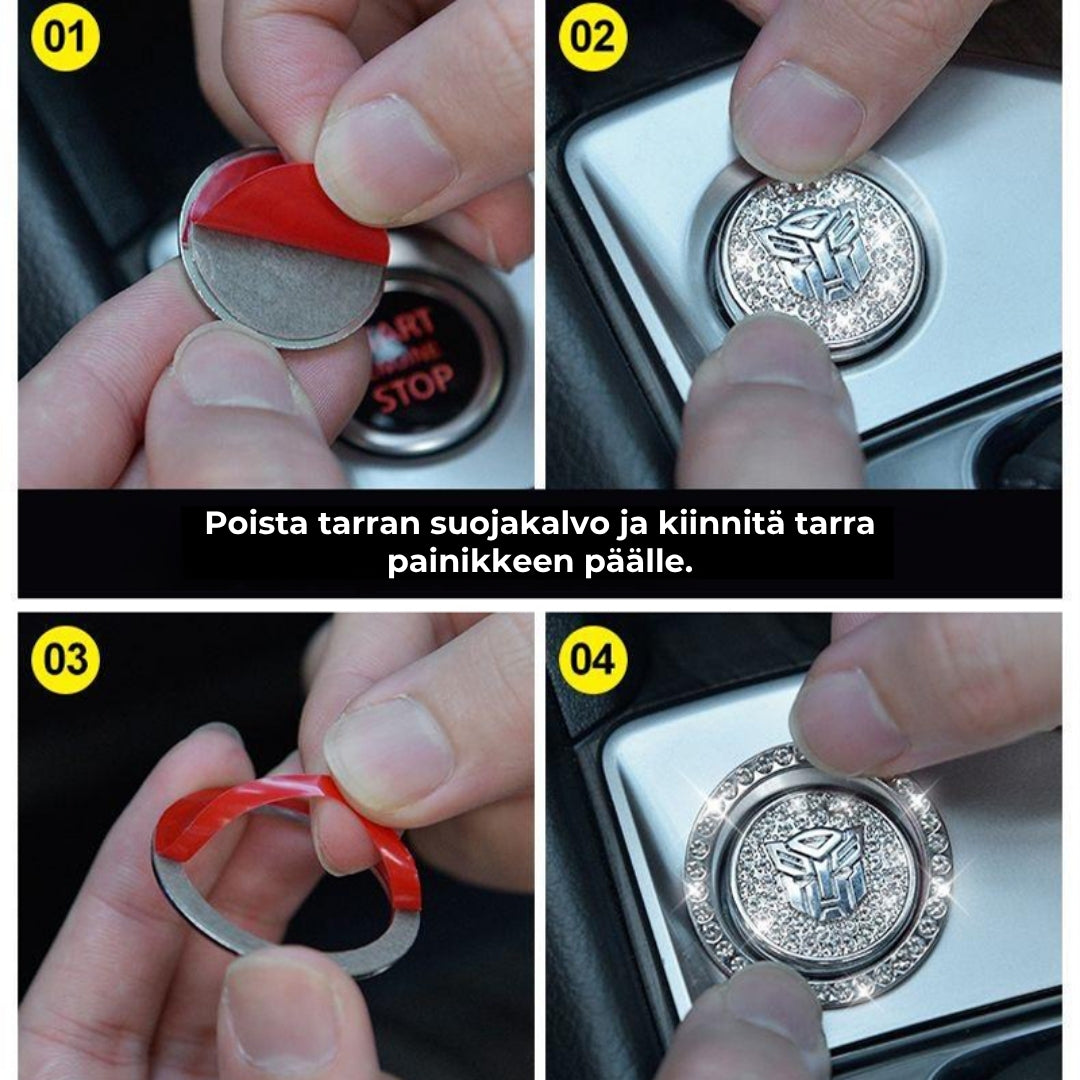 Kristallirengas auton käynnistyspainikkeeseen