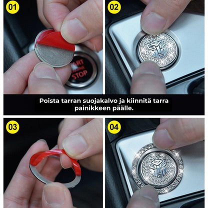 Kristallirengas auton käynnistyspainikkeeseen
