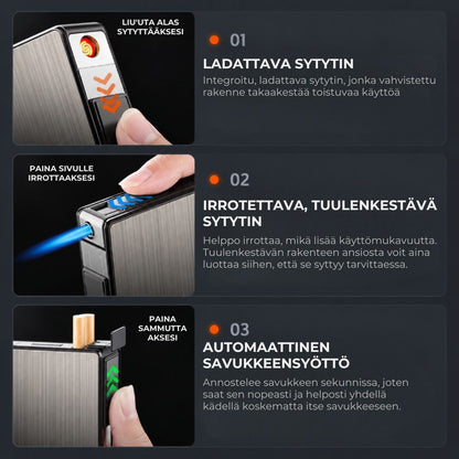 Savukerasia, jossa on sisäänrakennettu sytytin