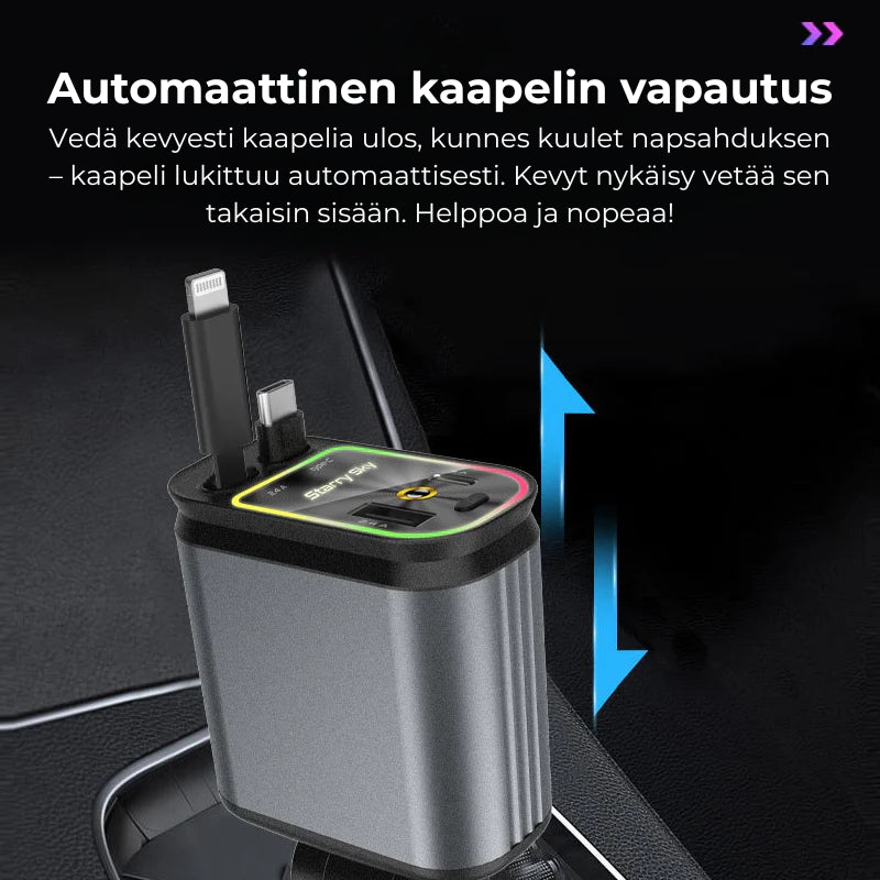 Autolaturi vedettävällä kaapelilla