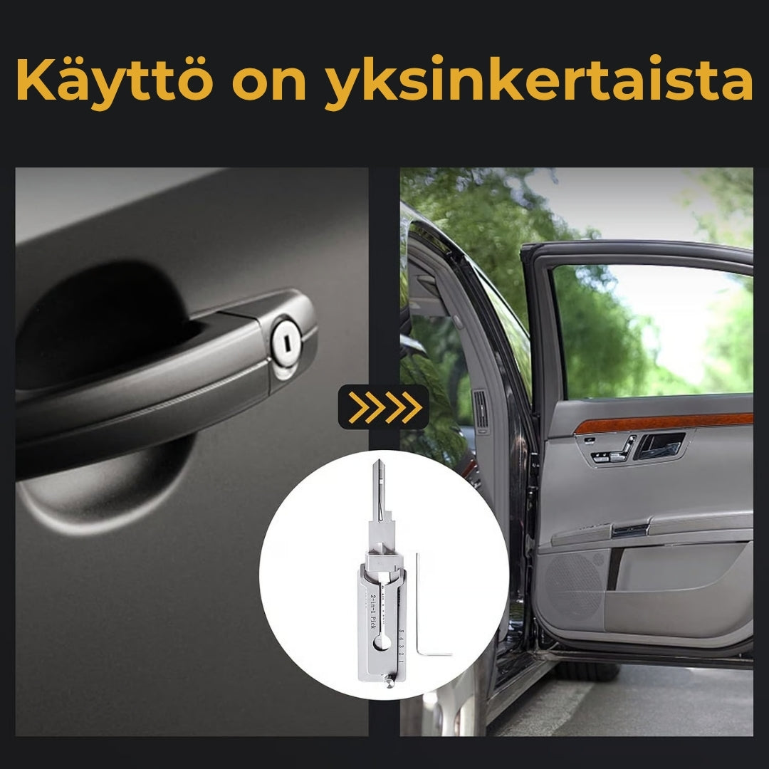 Ruostumattomasta teräksestä valmistettu avainlukija ja tiirikka