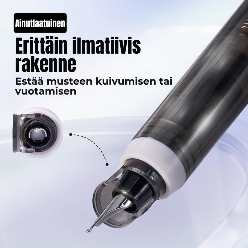 Sisäänvedettävä täytekynä 0,38 mm – sininen ja musta muste, 5 mustepatruunaa