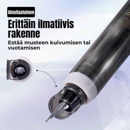 Sisäänvedettävä täytekynä 0,38 mm – sininen ja musta muste, 5 mustepatruunaa