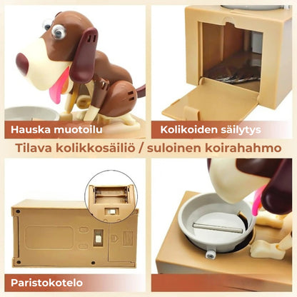 Interaktiivinen robottikoira-säästöpossu