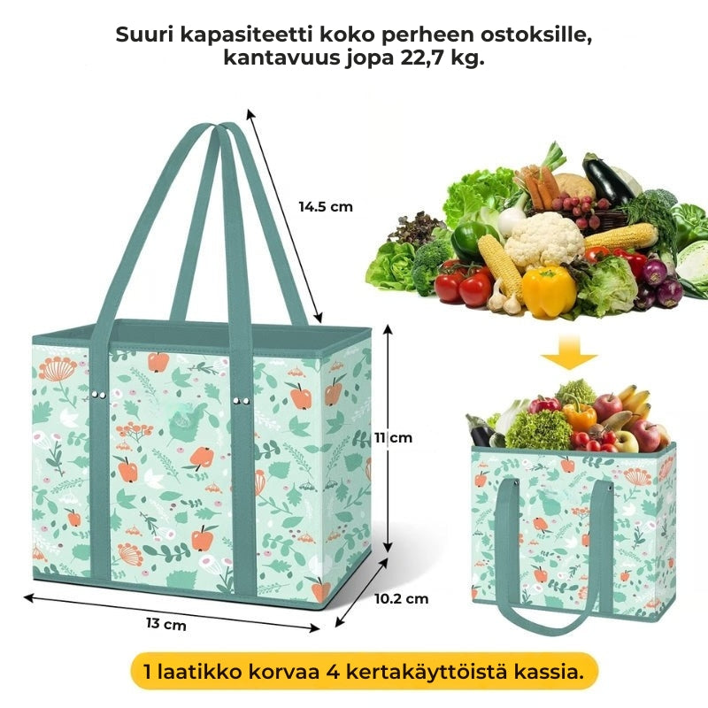 Uudelleenkäytettävä ostoskassi - Kestävä ja taitettava