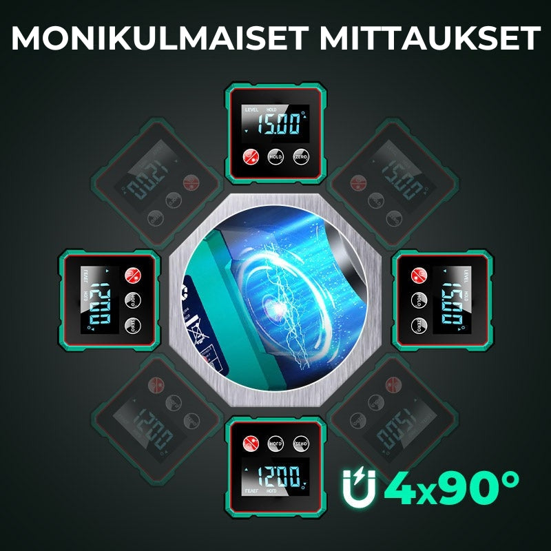🔥 4-sivuinen magneettinen digitaalinen kulmamittari laserilla