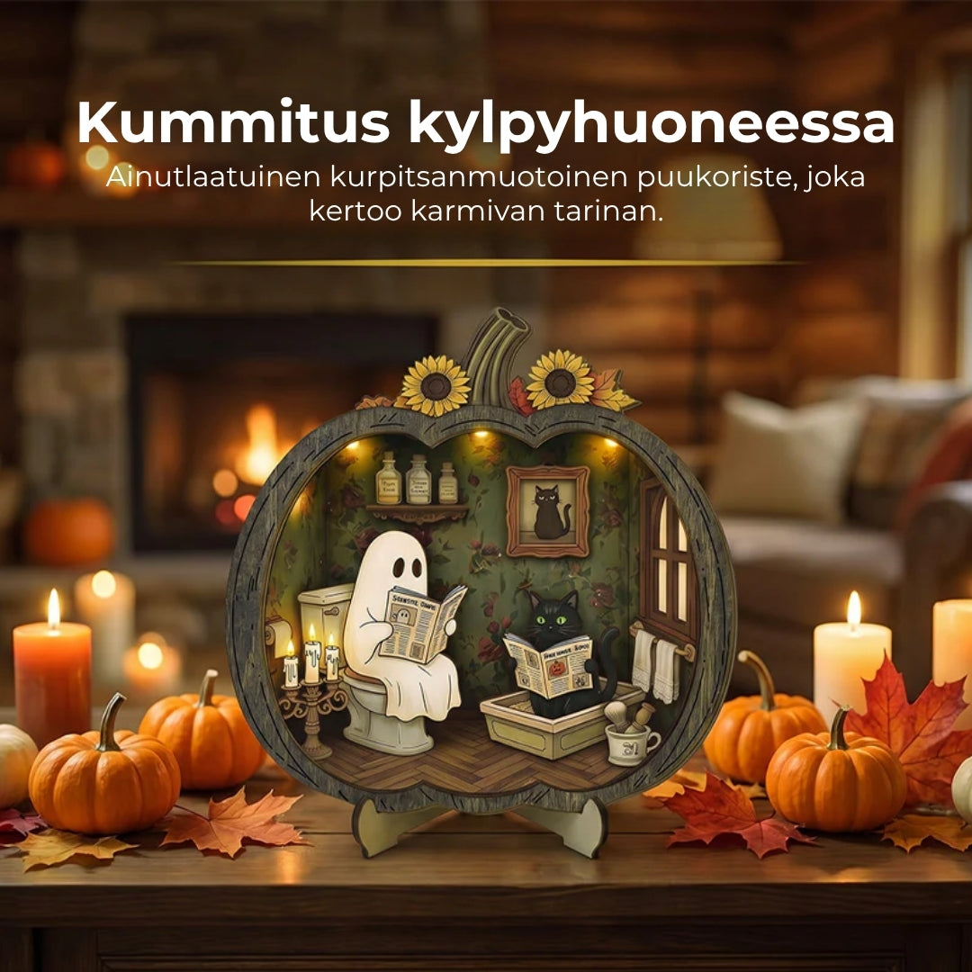 Puiset LED-kurpitsakoristeet Halloweeniin