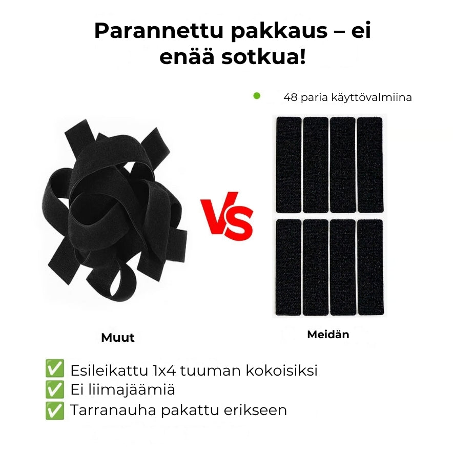 Kaksipuoliset tarranauhat – erittäin vahvat ja uudelleenkäytettävät (40 kpl / 20 paria)
