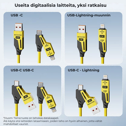 4-in-1 jousirakenteinen pikalatauskaapeli