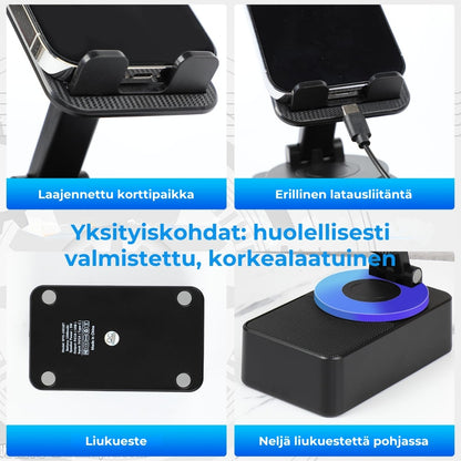 3-in-1 taitettava kaiutinteline sisäänrakennetulla varavirtalähteellä