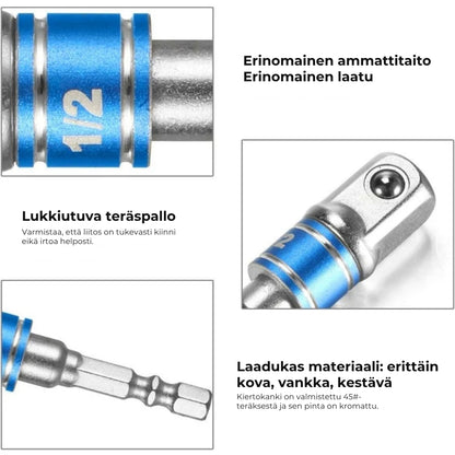 3-osainen porakoneen hylsyadapterisarja
