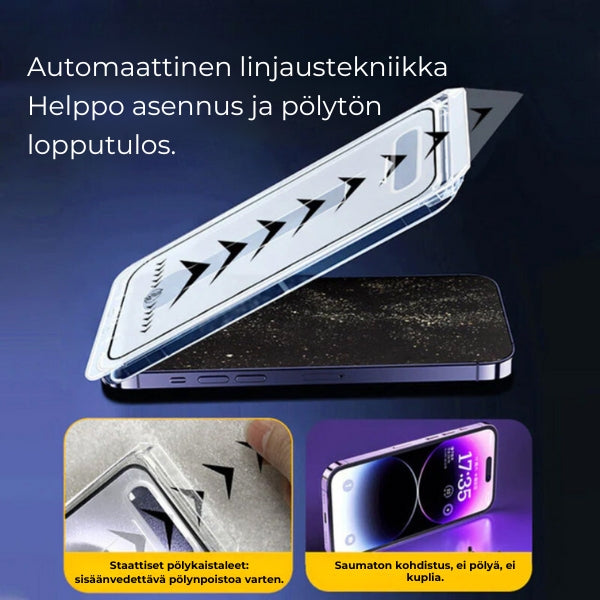 Premium pölyä hylkivä iPhone näytönsuoja
