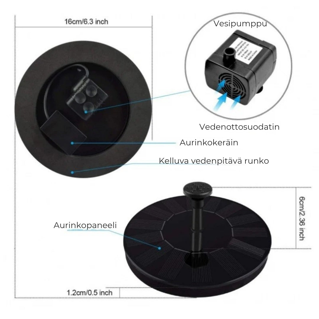 Aurinkokäyttöinen automaattinen suihkulähde