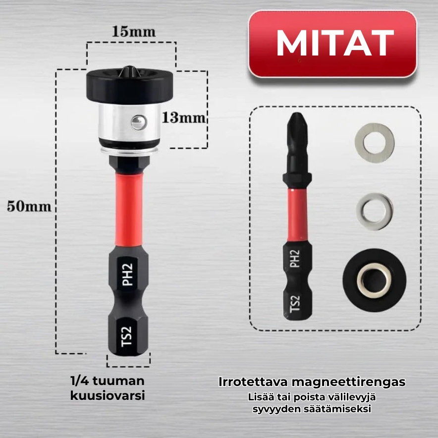 Magneettiset S2-teräskärjet syvyysrajoittimella