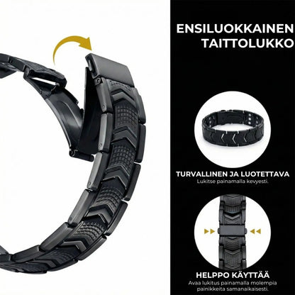 Metallinen magneettiterapiarannekoru miehille