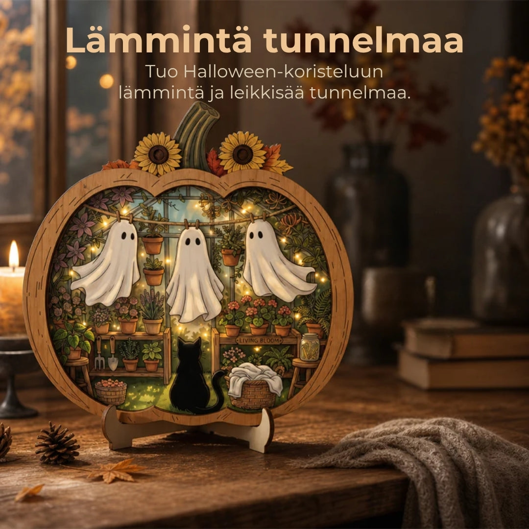 Puiset LED-kurpitsakoristeet Halloweeniin