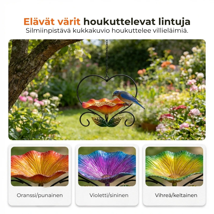 Kukanmuotoinen lintujen ruokinta-astia