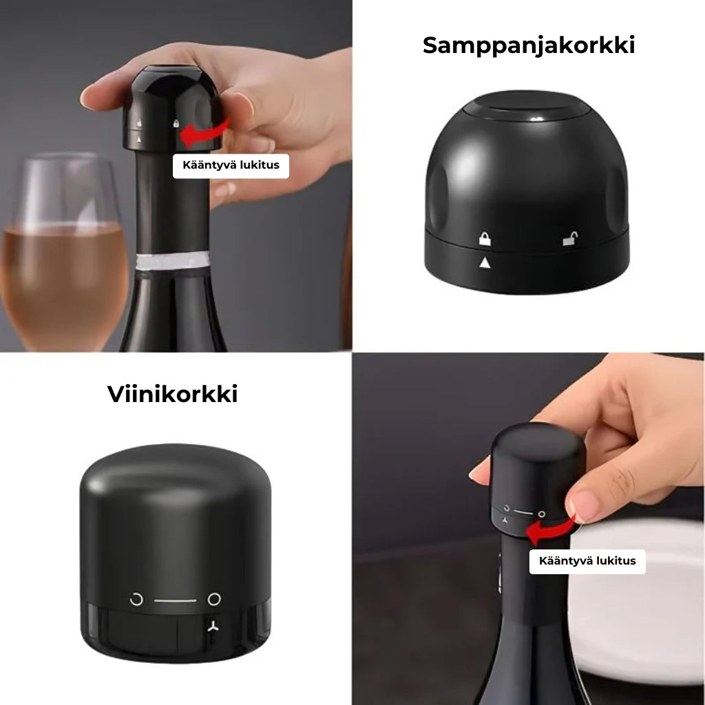 Tyhjiökorkki viinipulloille